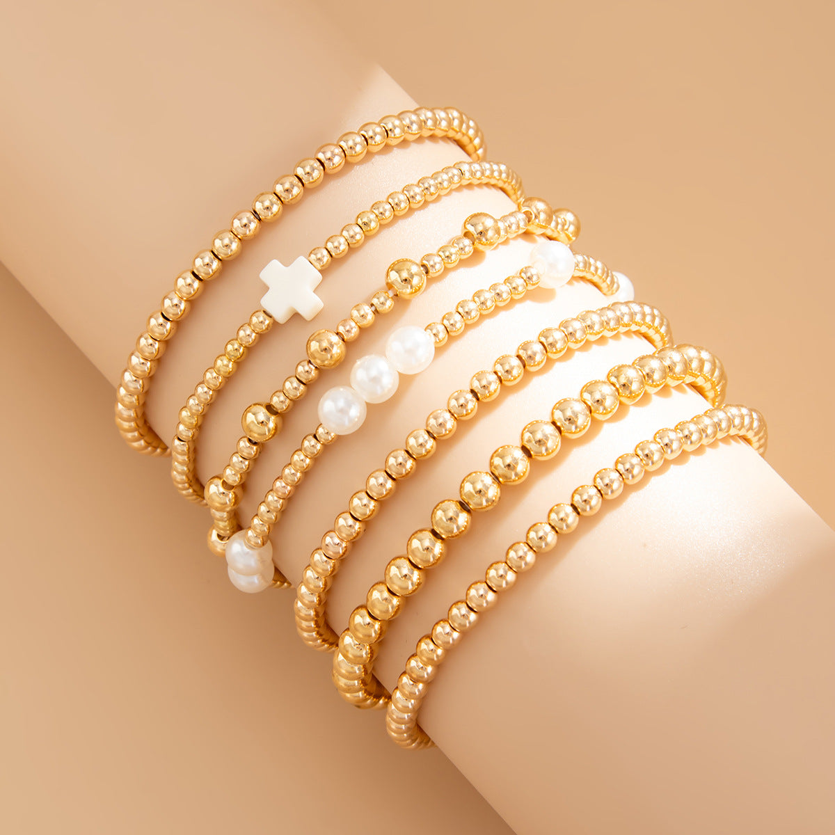 Planderful Starfish Cross Bracelet Elastic Beaded Jewelry Women Versatile Holiday Stacking Accessory Vienna Verve