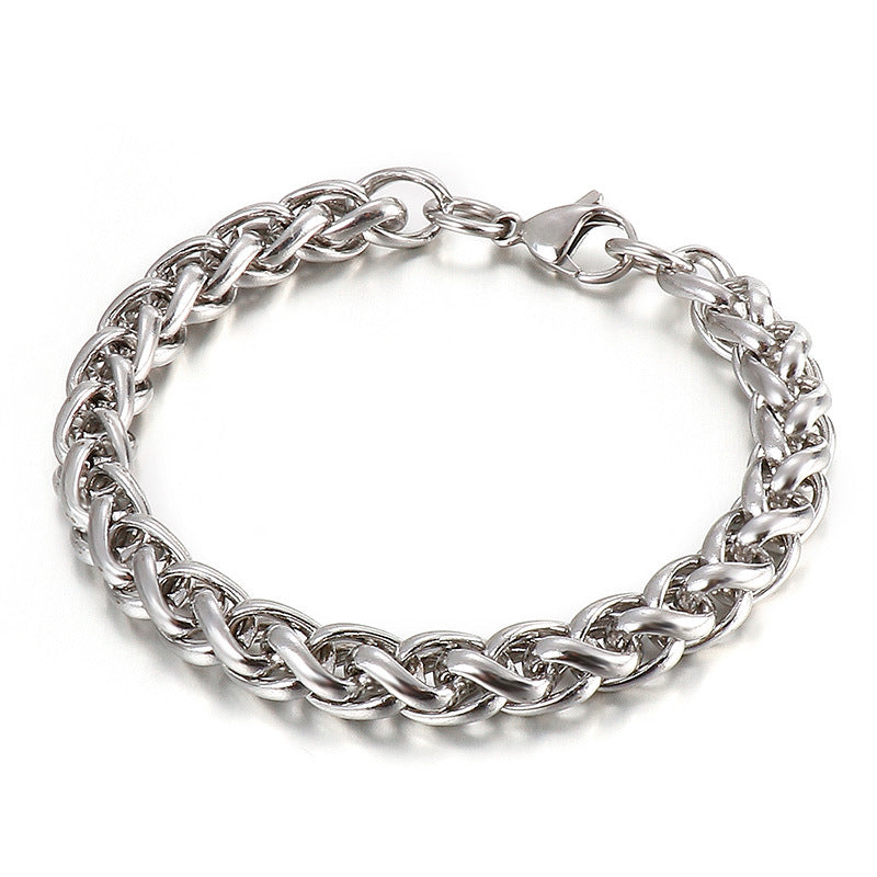 Stylish Hip-Hop Stainless Steel Jewelry Set for Men: Keel Necklace & Personalized O-Word Bracelet