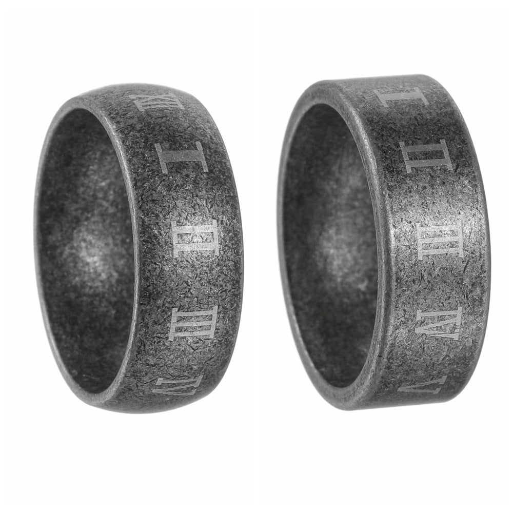 Planderful Everyday Genie Roman Numerals Ring Unisex Stainless Steel Durable Statement Jewelry
