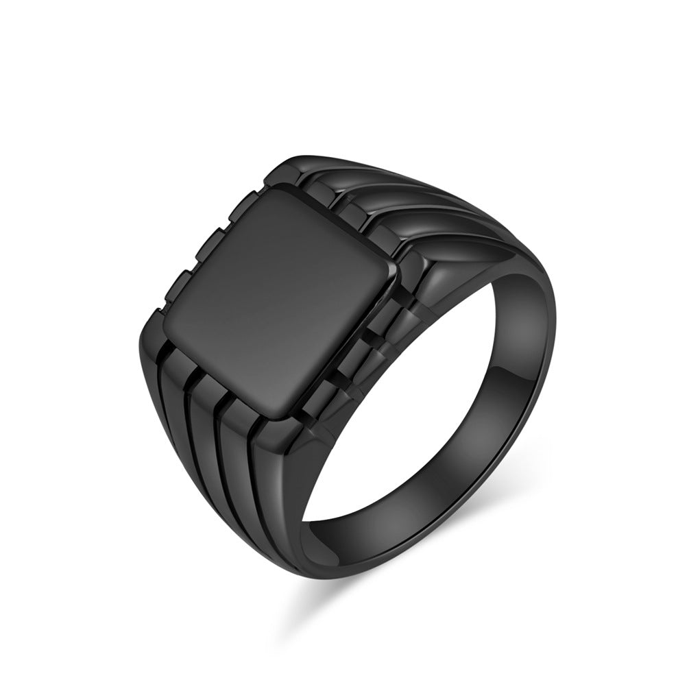 Cross-Border Neutral Cold Square Seal Ring for Men