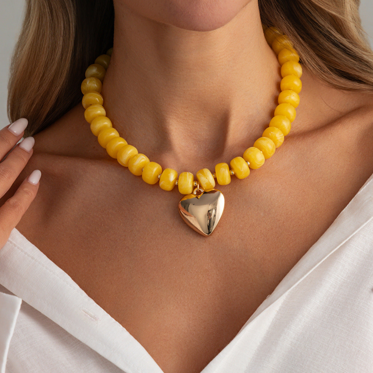 Candy-Color Heart Beaded Necklace