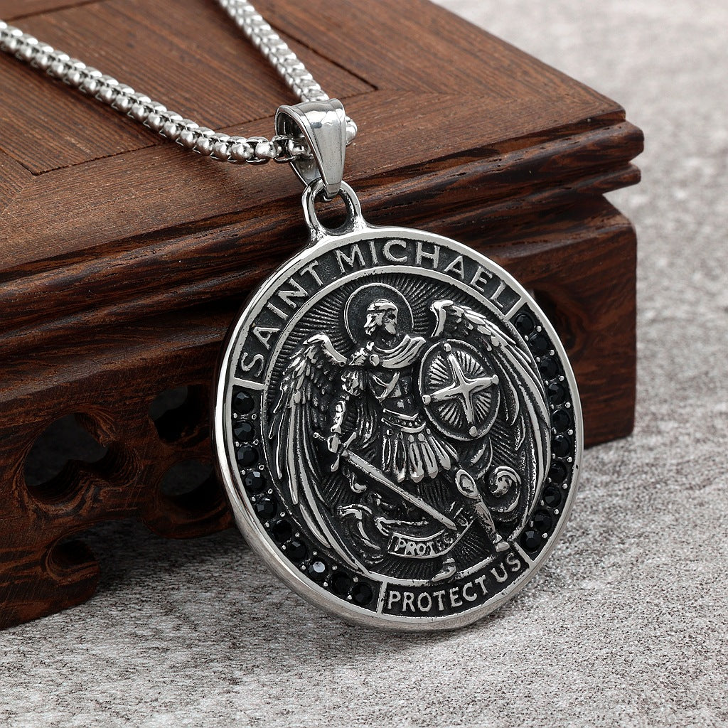 Vintage St. Michael Stainless Steel Men's Pendant Necklace