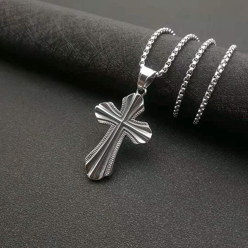 Stainless Steel Necklace – Statement Punk Cross Pendant For Everyday Religious Style