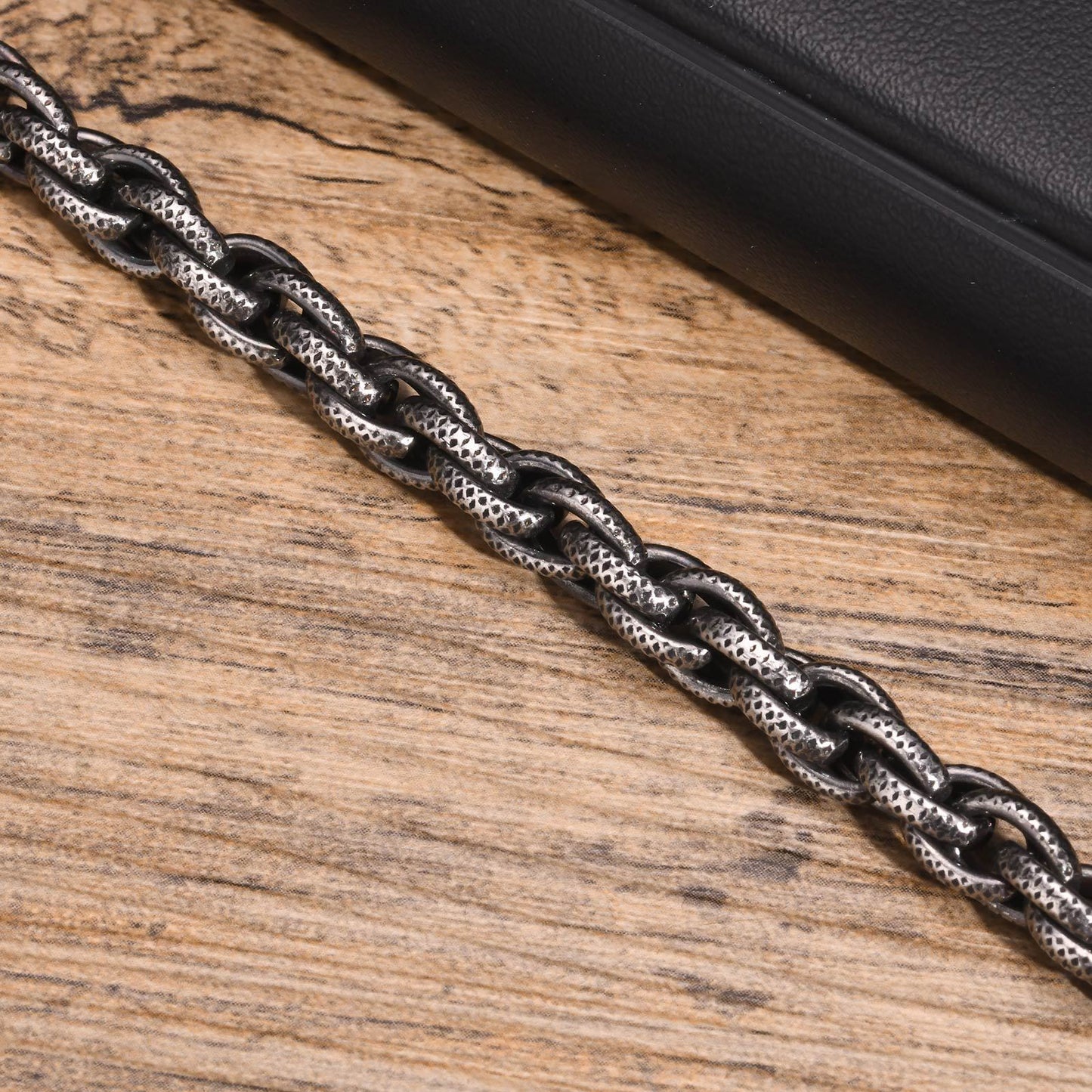 Stainless Steel Twisted Twist Chain Bracelet Vintage Grey Men's Jewelry