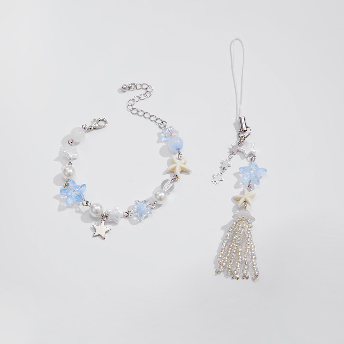 Planderful Vienna Verve Sea Star Beaded Bracelet With Fringed Imitation Pearl Pendant For Vacation Style