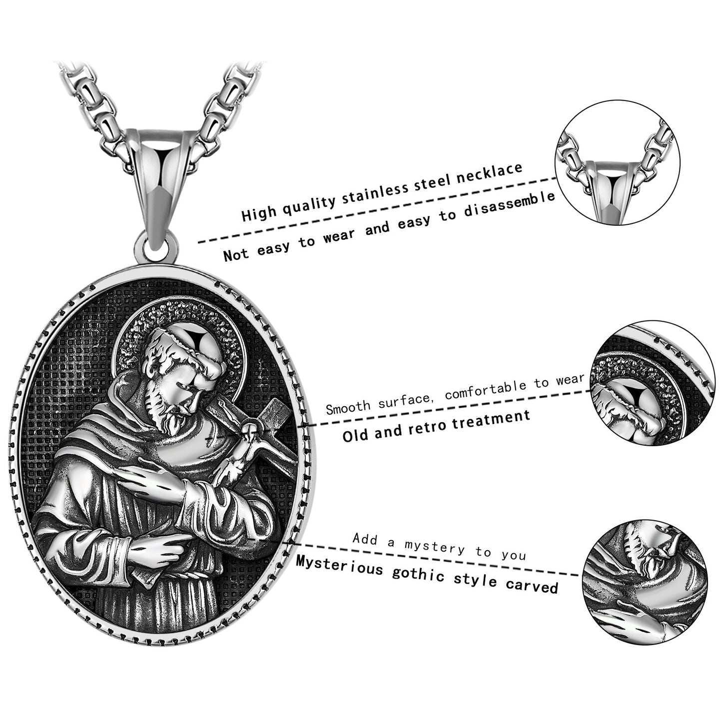 Steel Necklace - Vintage Oval Pendant For Men Planderful