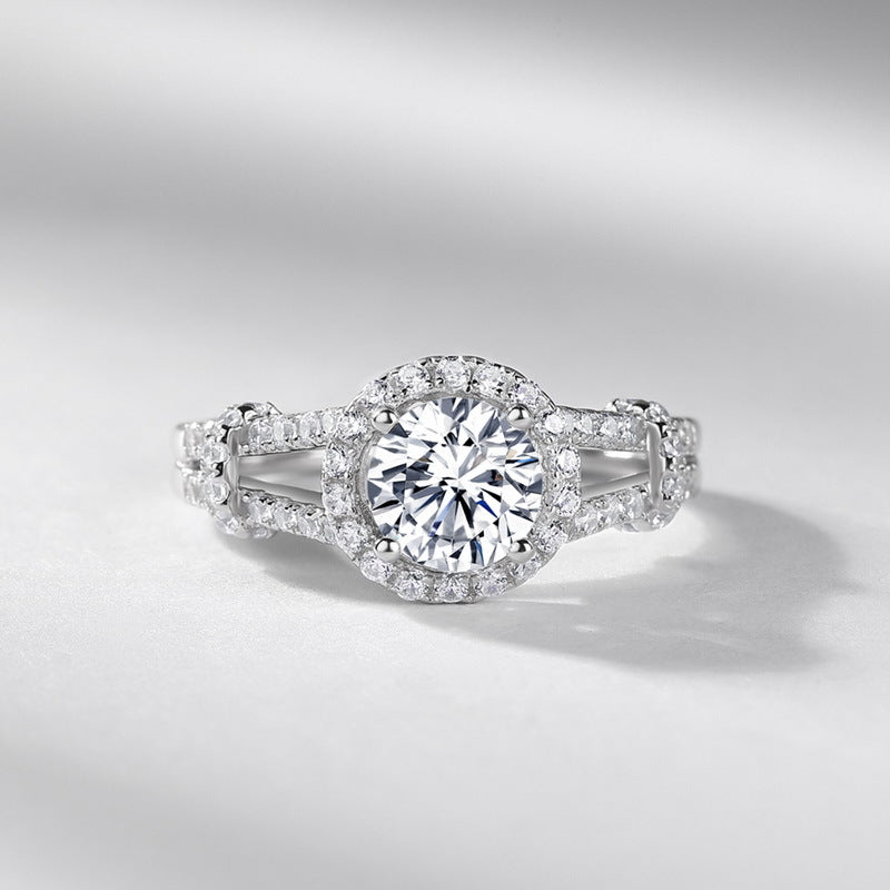 Planderful Classic Moissanite Sterling Silver Ring – 6.5 × 6.5 mm, 1 ct – Style 13
