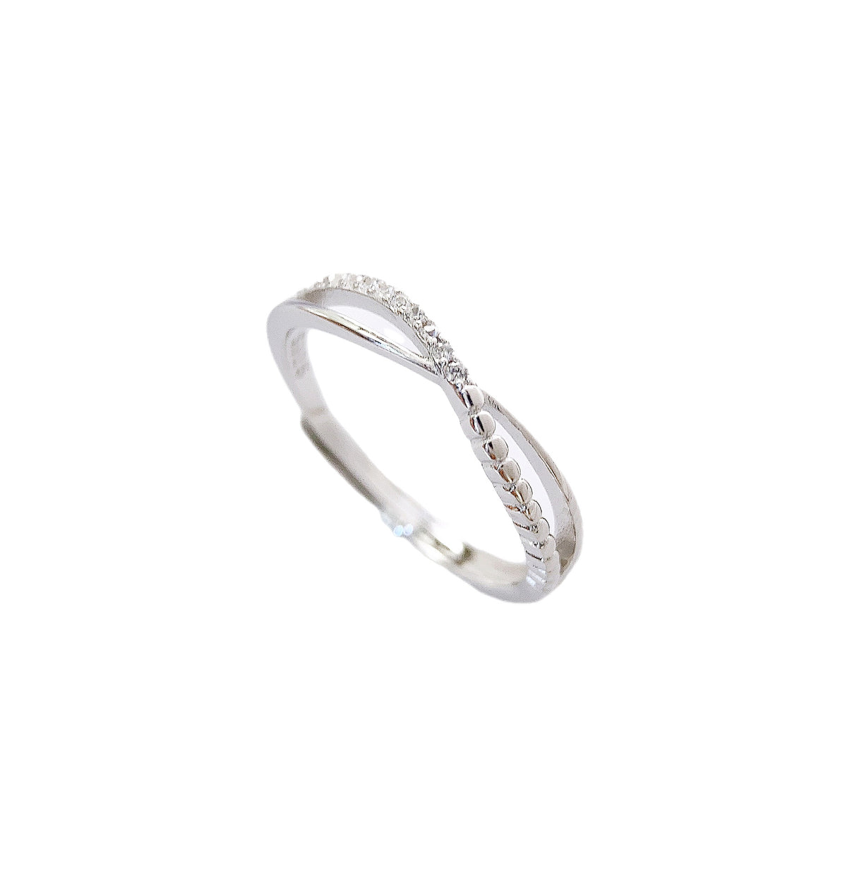 Sterling Silver Twisted Line Ring — Adjustable