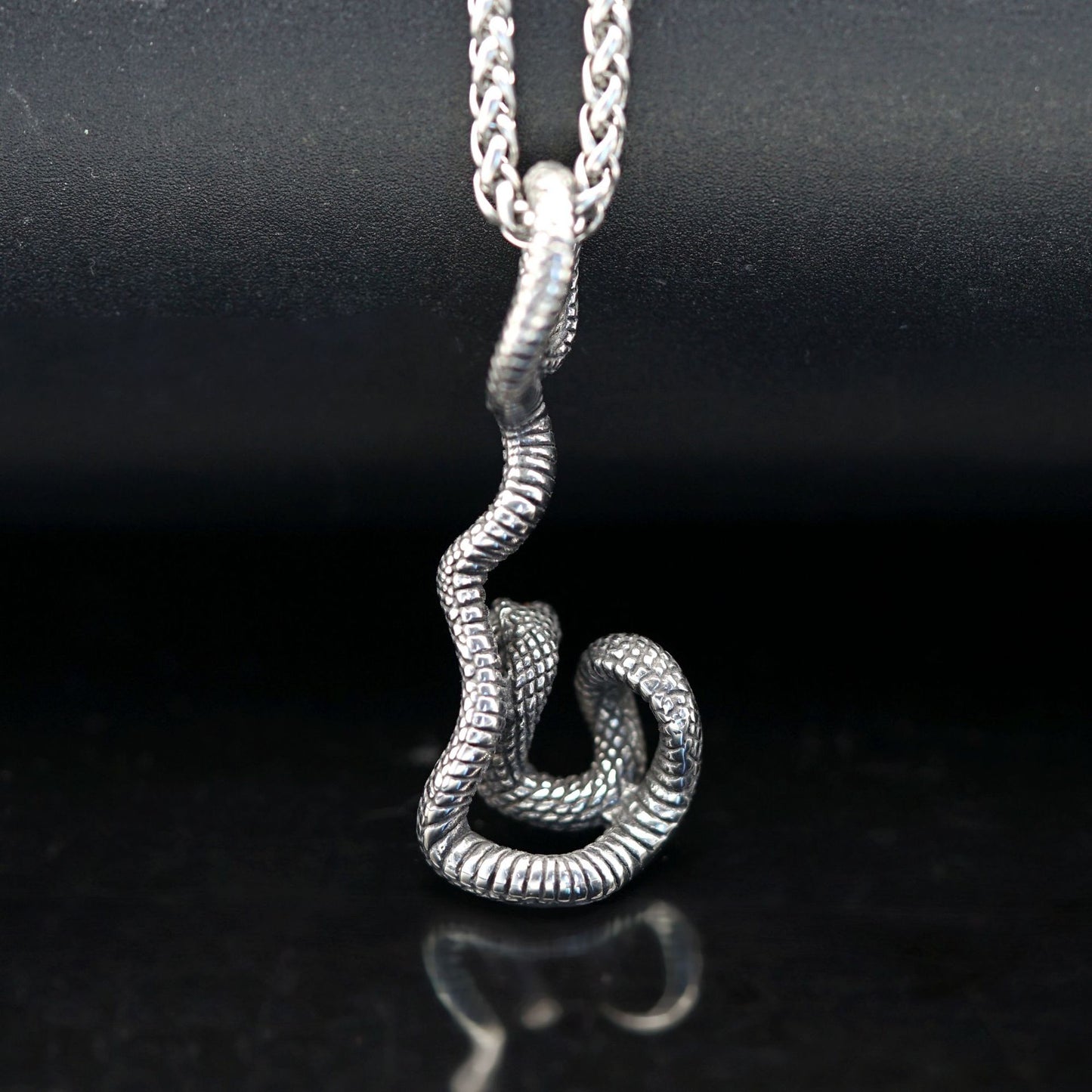 Steel Necklace – Vintage Snake Pendant