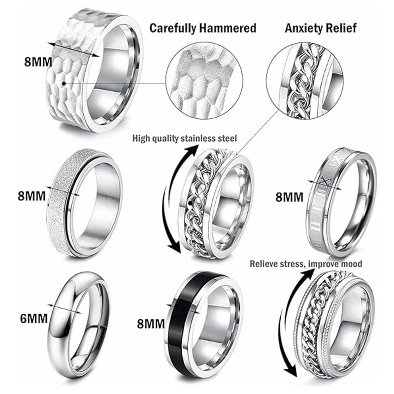 Planderful Everyday Genie Titanium Steel Ring Set For Men Unisex Protection Statement