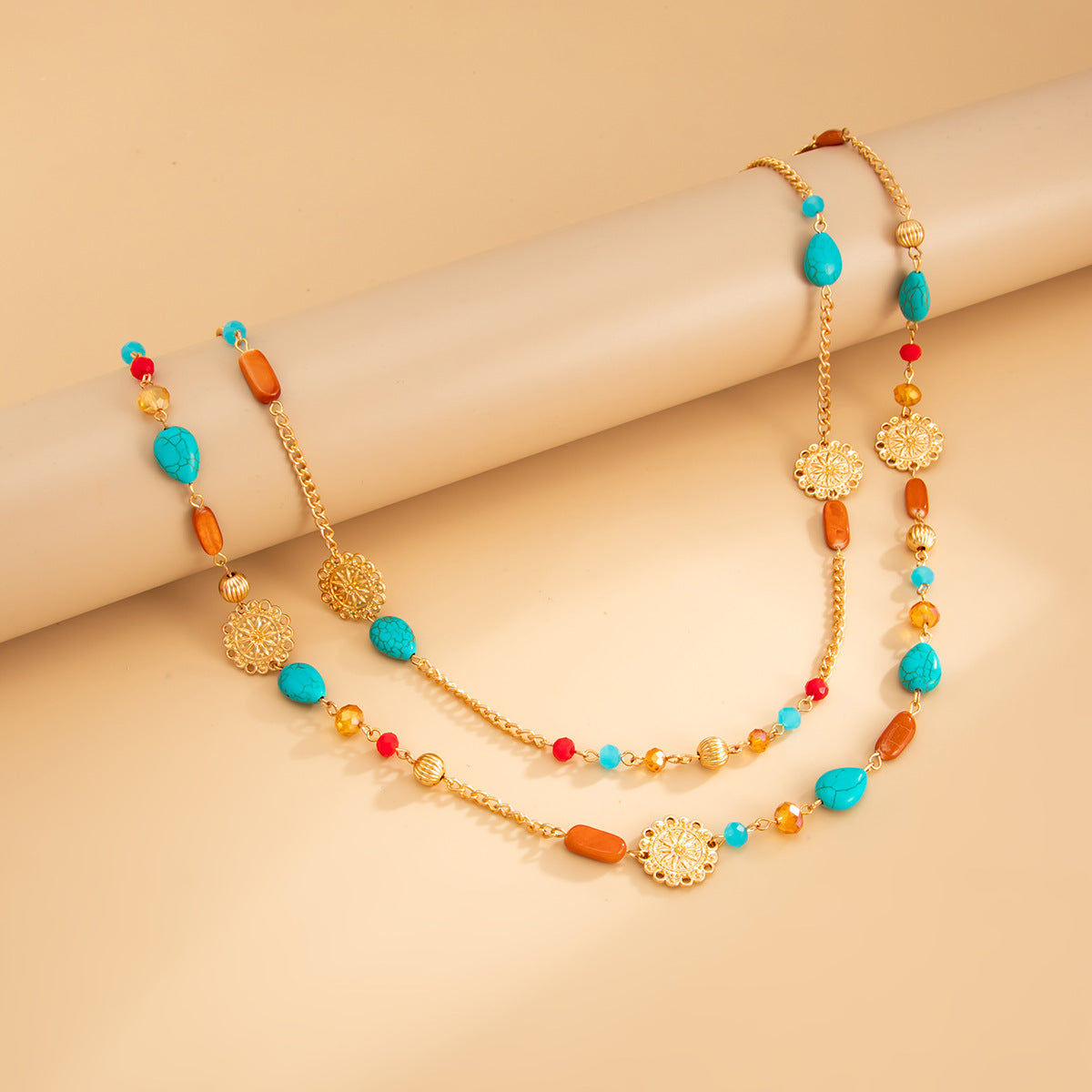 Retro Star-Shaped Fringed Sweater Chain For Imitation Pearls Stacked With Long Necklaces Necklace