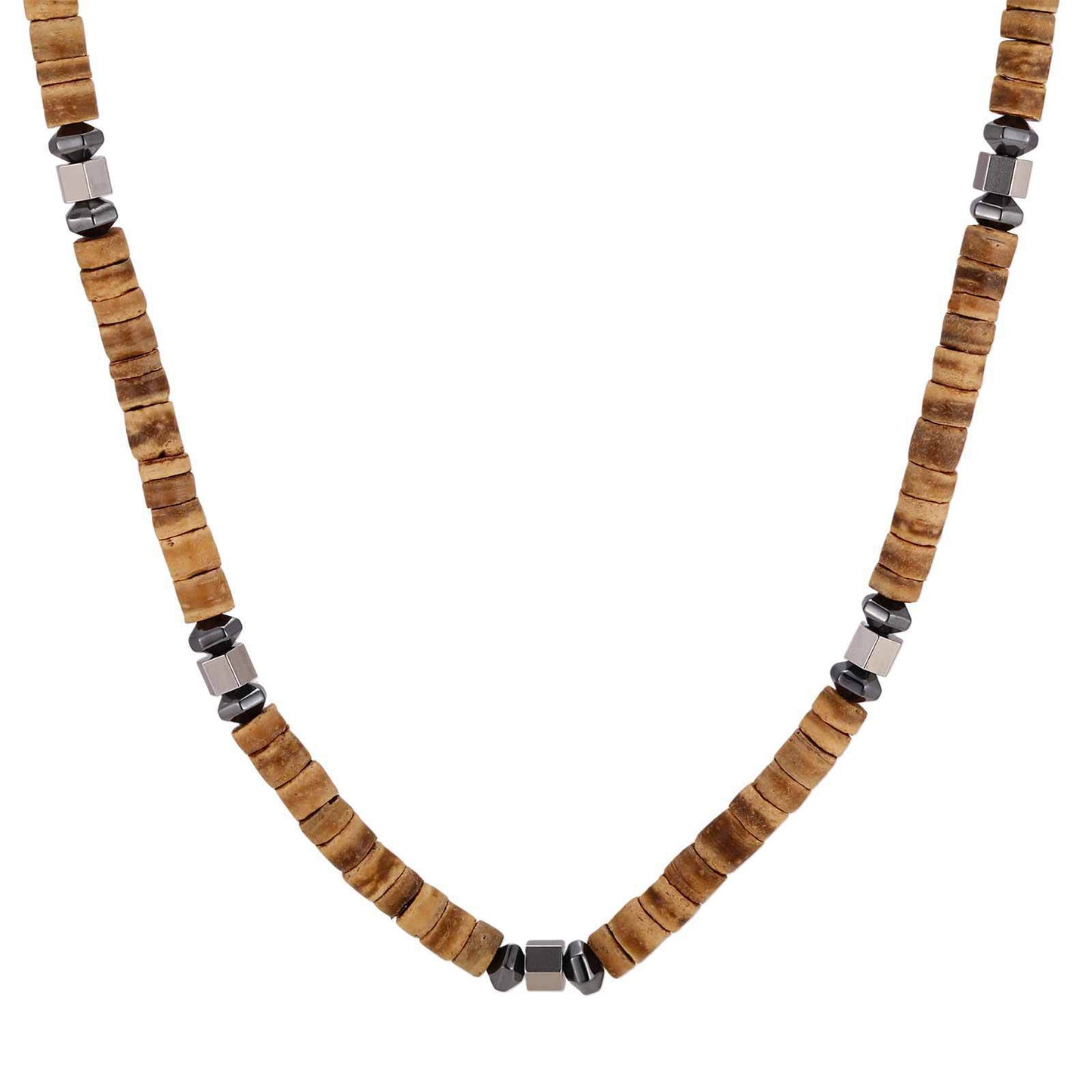 Daily Stacking Of Street Rock Wear With Stainless Steel Abacus Beads Rectangular Stone Necklace