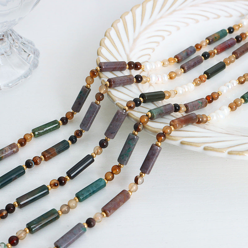 Luxurious Handmade Freshwater Pearl Necklace with Natural Stone Beads for Women