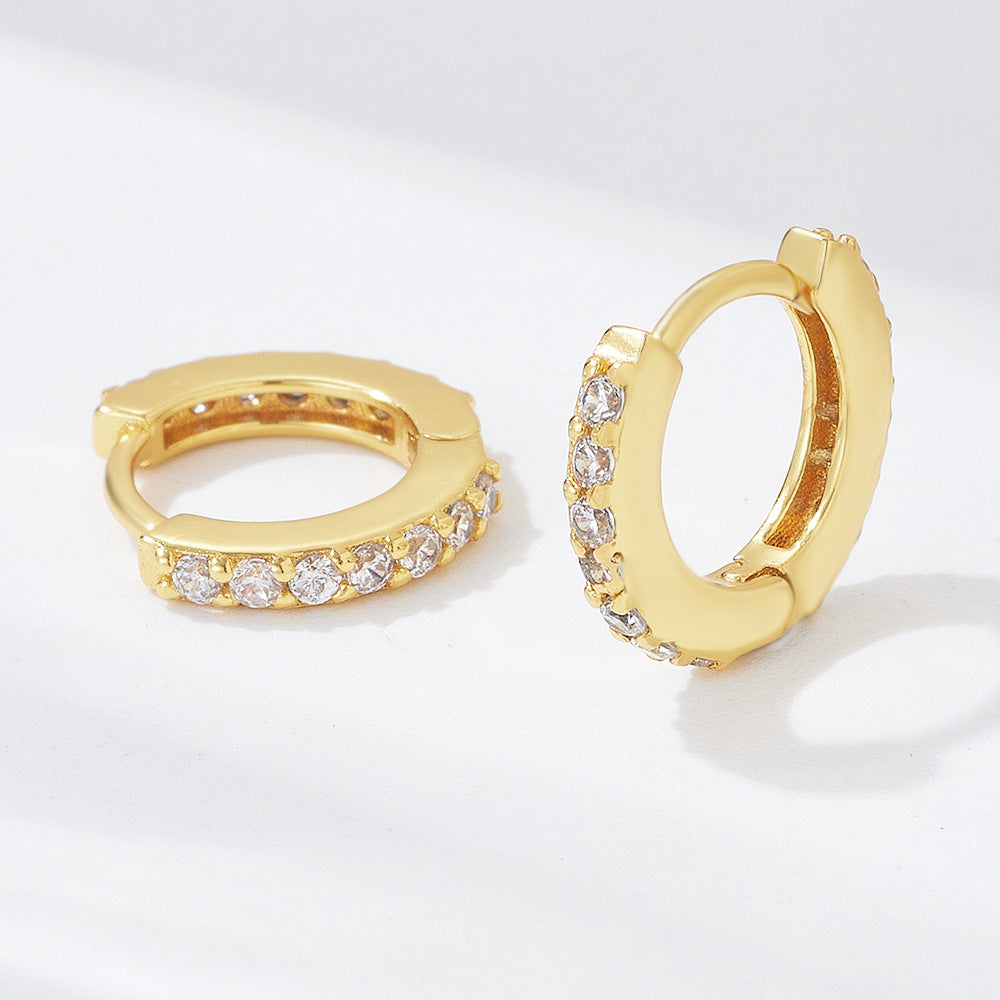 Planderful S925 Sterling Silver Zircon Hoop Earrings For Everyday Women MicroInlaid Round Design