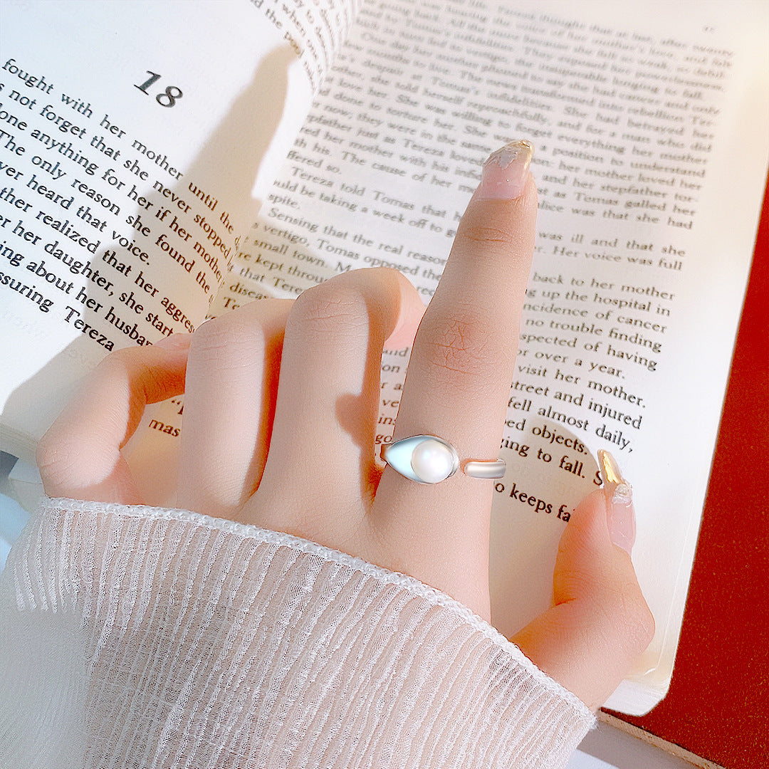 S925 Sterling Silver Freshwater Pearl Ring — Adjustable