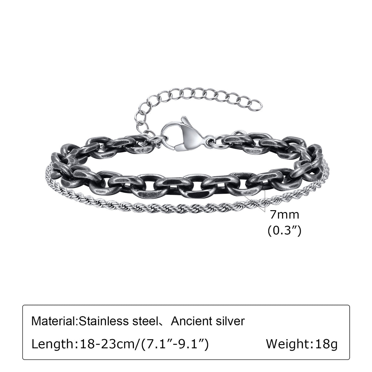 Bracelets Double Hip Hop Stainless Steel Bracelet