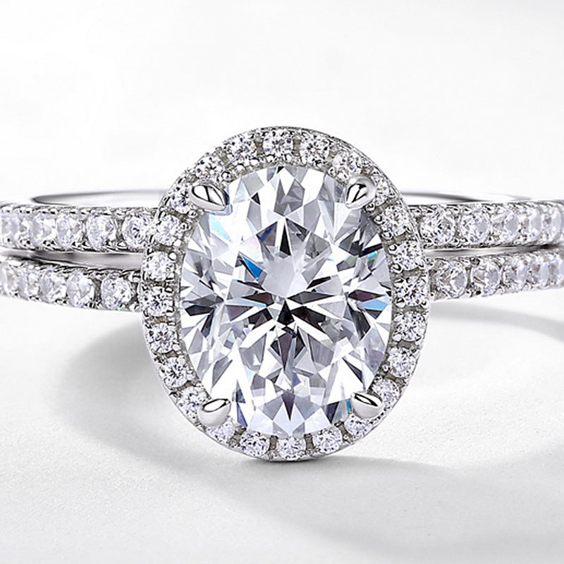 Planderful Classic Moissanite Sterling Silver Ring – 7 × 9 mm, 1.86 ct