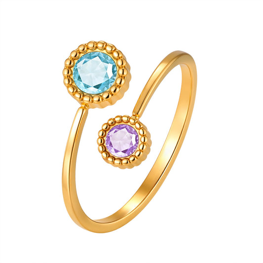Charm – Stainless Steel Lace Round Zircon Opening Ring