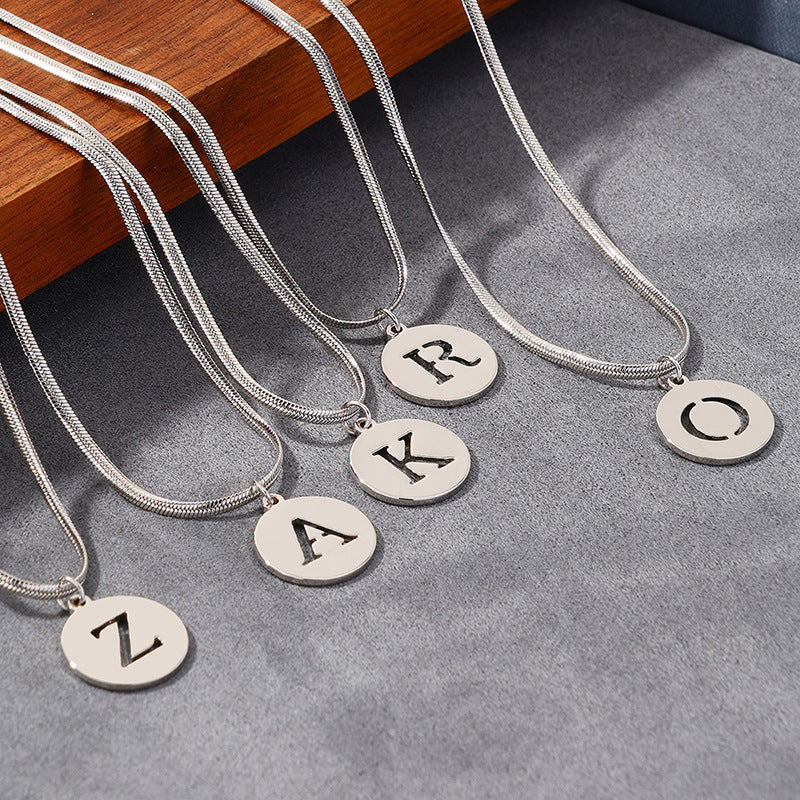 Chic Metal Chain Necklace with Hollow Letter Pendant