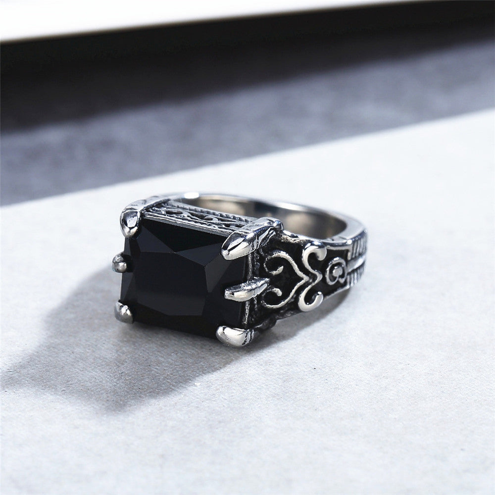 Planderful Titanium Steel Ring With Square Zircon For Men And Women Unisex Protection Statement Size 7 To 12