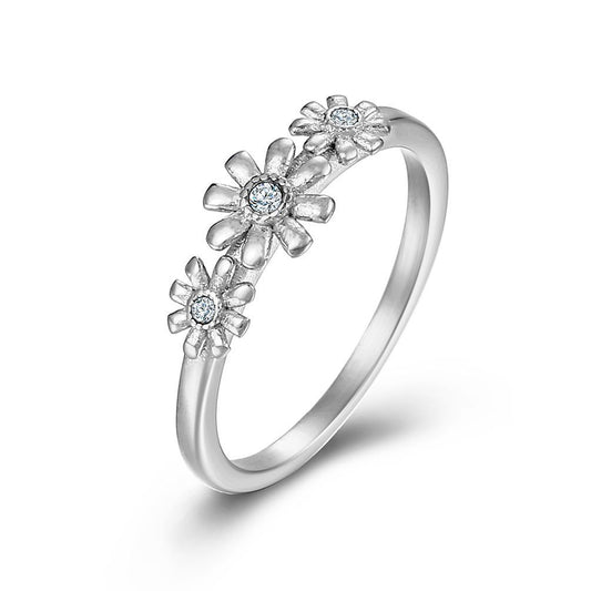 Cross-Border Niche Personality Daisy Titanium Steel Women's Ring