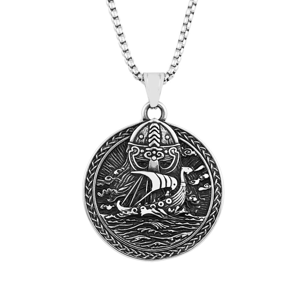 Viking Pirate Ship Titanium Steel Necklace for Men