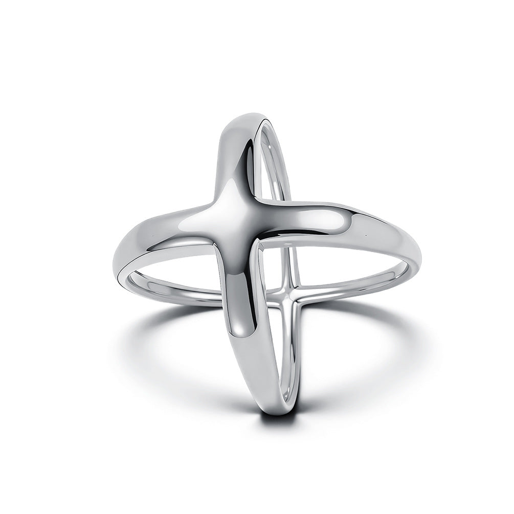 Cross Geometric Stainless Steel Ring
