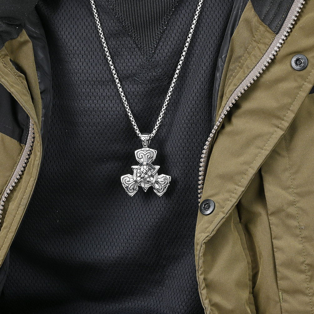 Vintage Nordic Style Celtic Triangle Eternal Knot Necklace