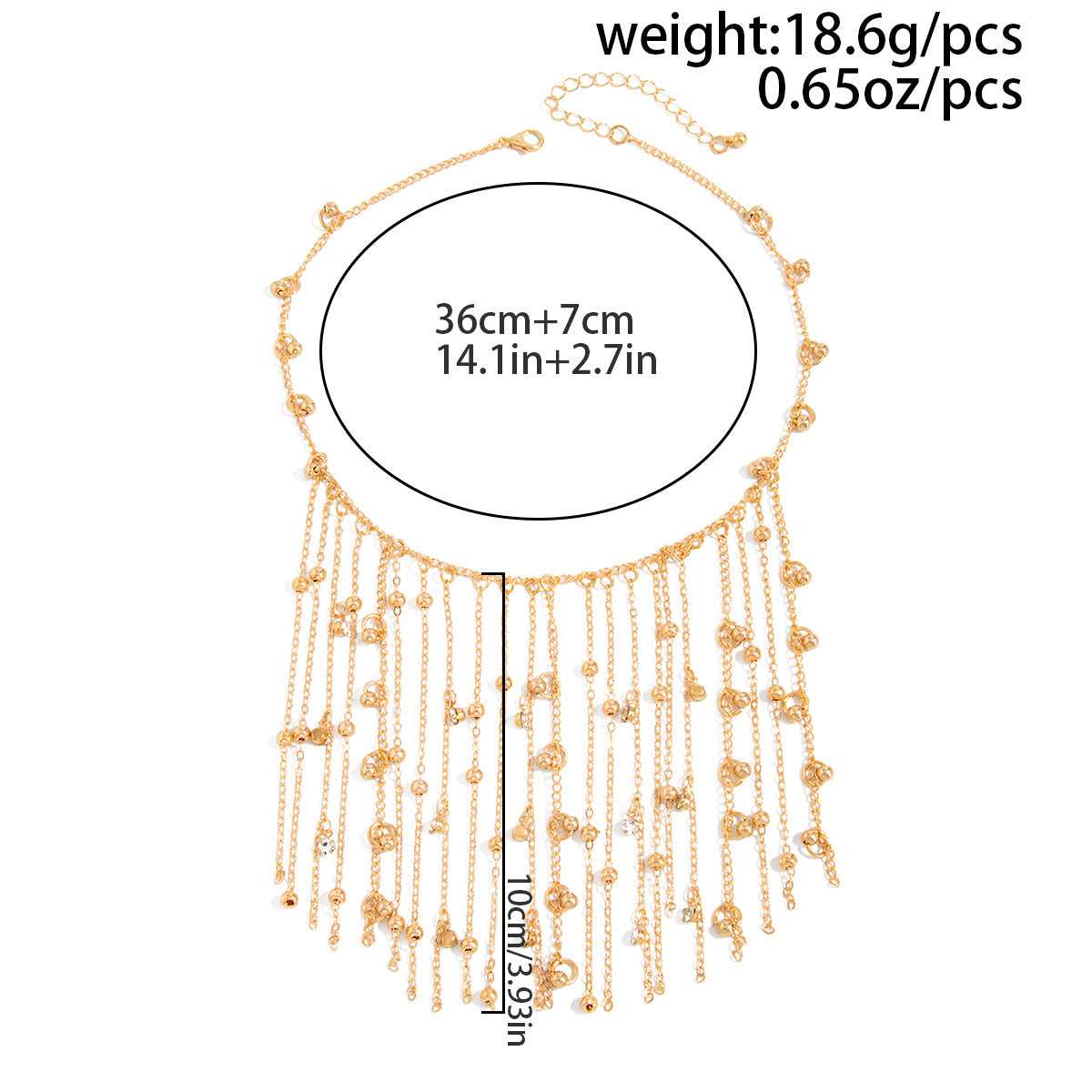 Crystal-Style Ball Fringe Necklace