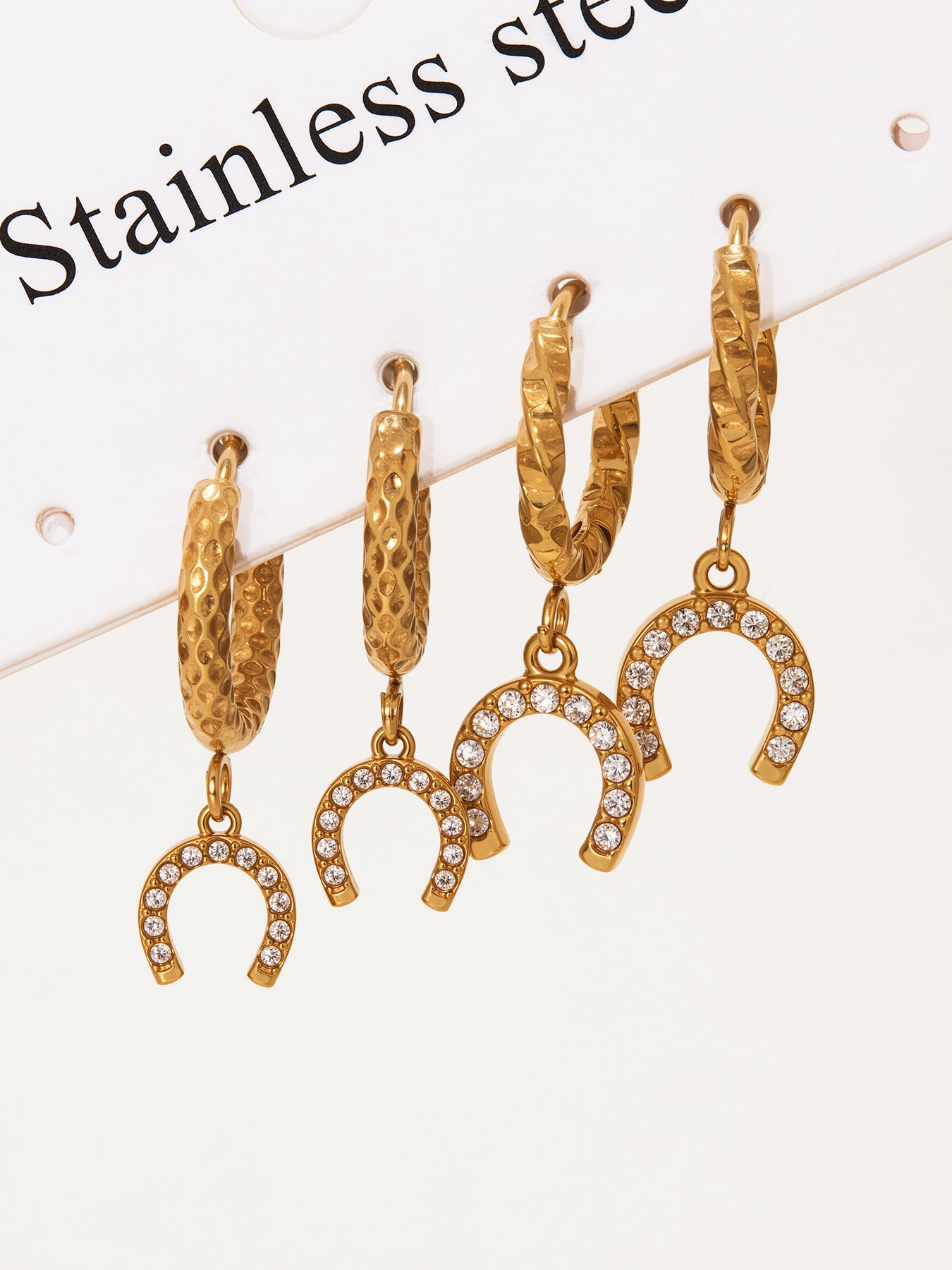 Planderful Zircon Horseshoe Earrings For Her Gold Plated