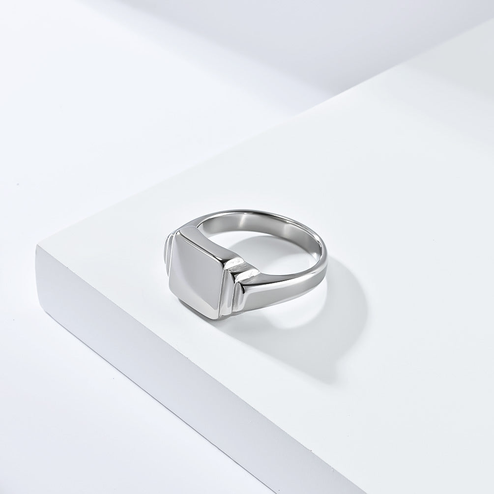 Planderful Titanium Steel Ring Unisex Geometric Square Design For Men And Women Everyday Jewelry