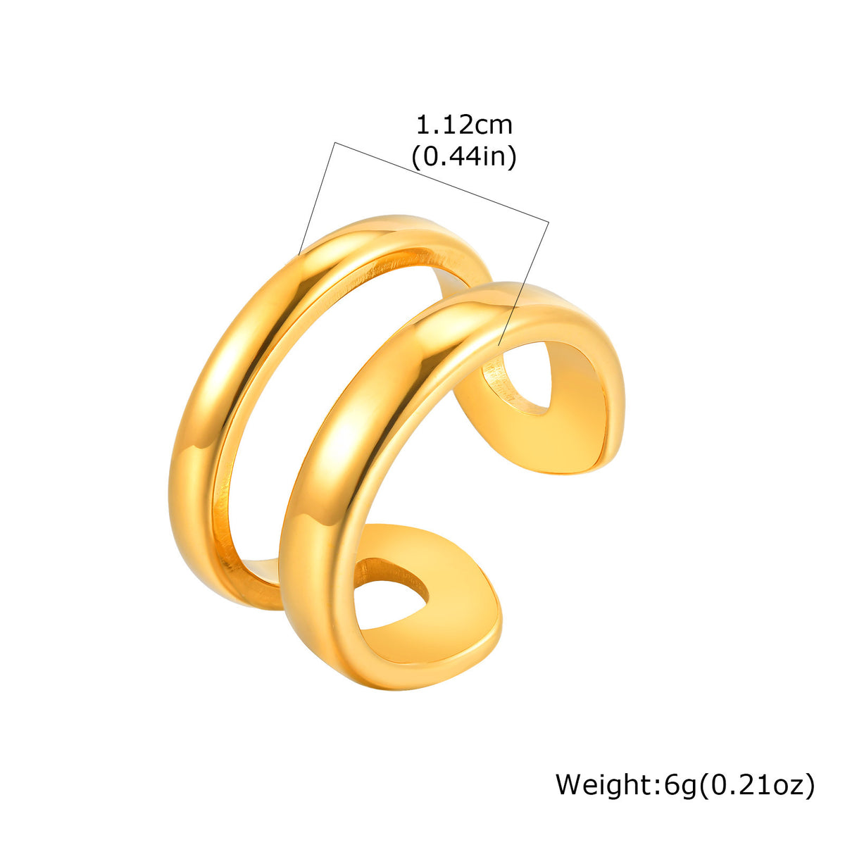 Color Matching Double-Layer Steel Gold Open Ring Stainless Steel