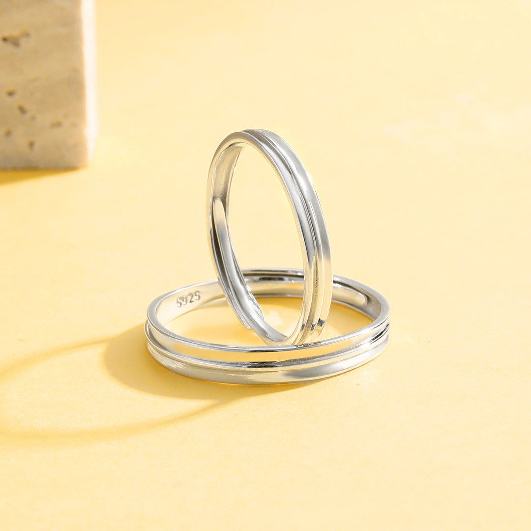 Planderful Everyday Genie – S925 Sterling Silver Couple Rings for Men and Women Simple Light Luxury