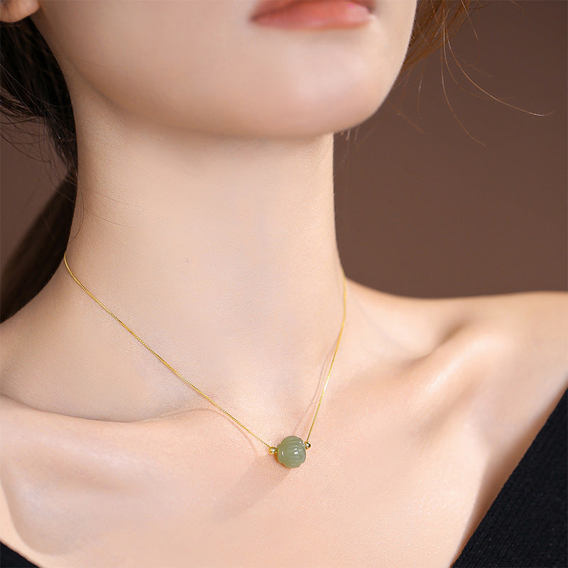 Fairy Sterling Silver Necklace with Jade Pendant from Planderful Collection