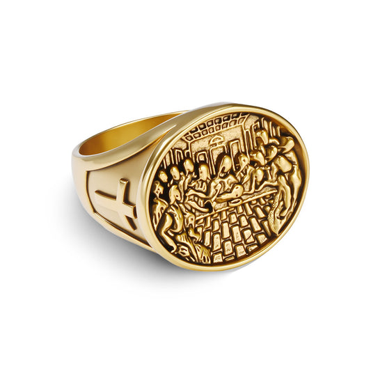 Last Supper Cross Vintage Stainless Steel Ring for Men