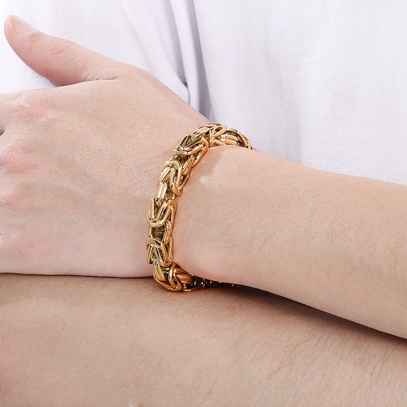 Planderful Custom Mens Square Titanium Steel Punk Bracelet