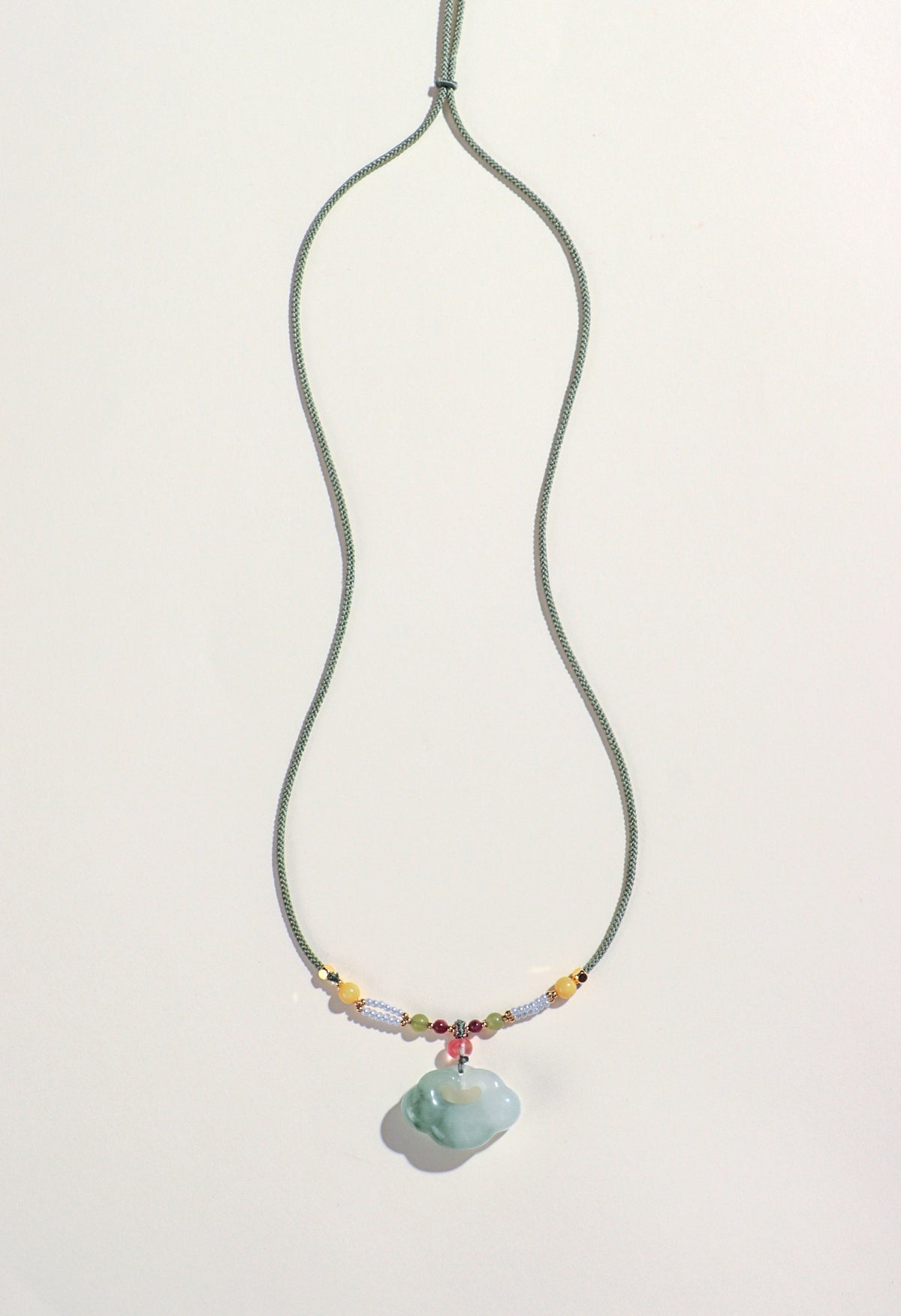 Agate Jade Pearl Ruyi Lock Pendant Necklace