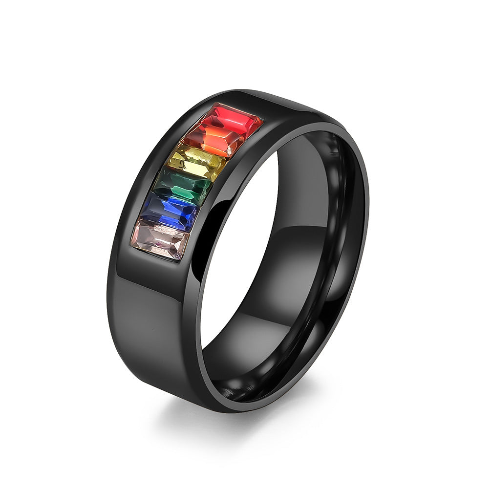 Steel Ring - Minimalist Rainbow Color Band
