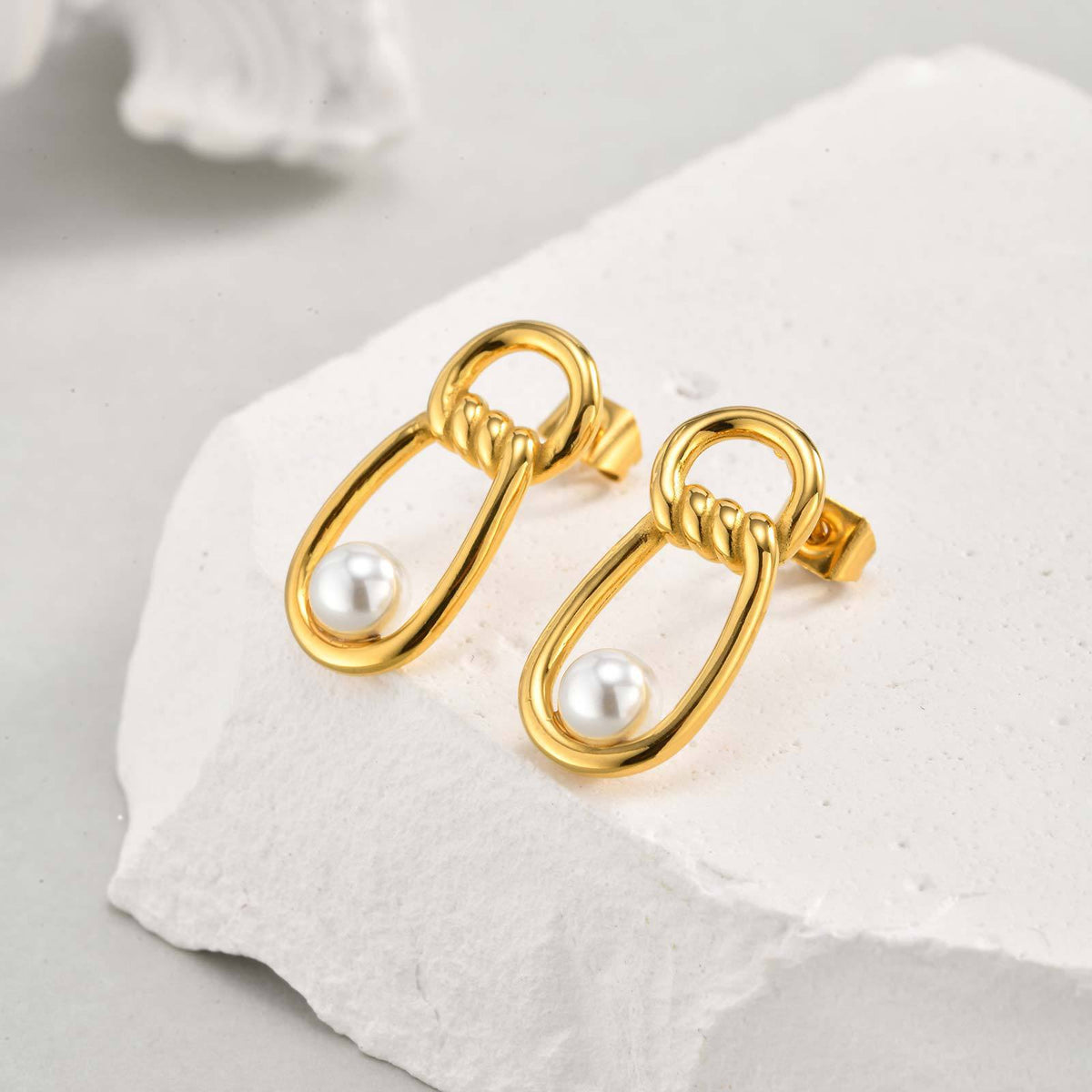 Stainless Steel Pearl Earrings