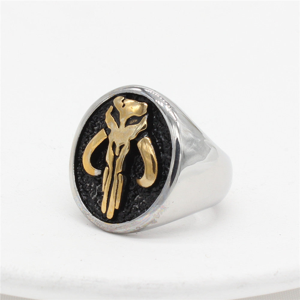 Bold Skull Signet Titanium Steel Ring