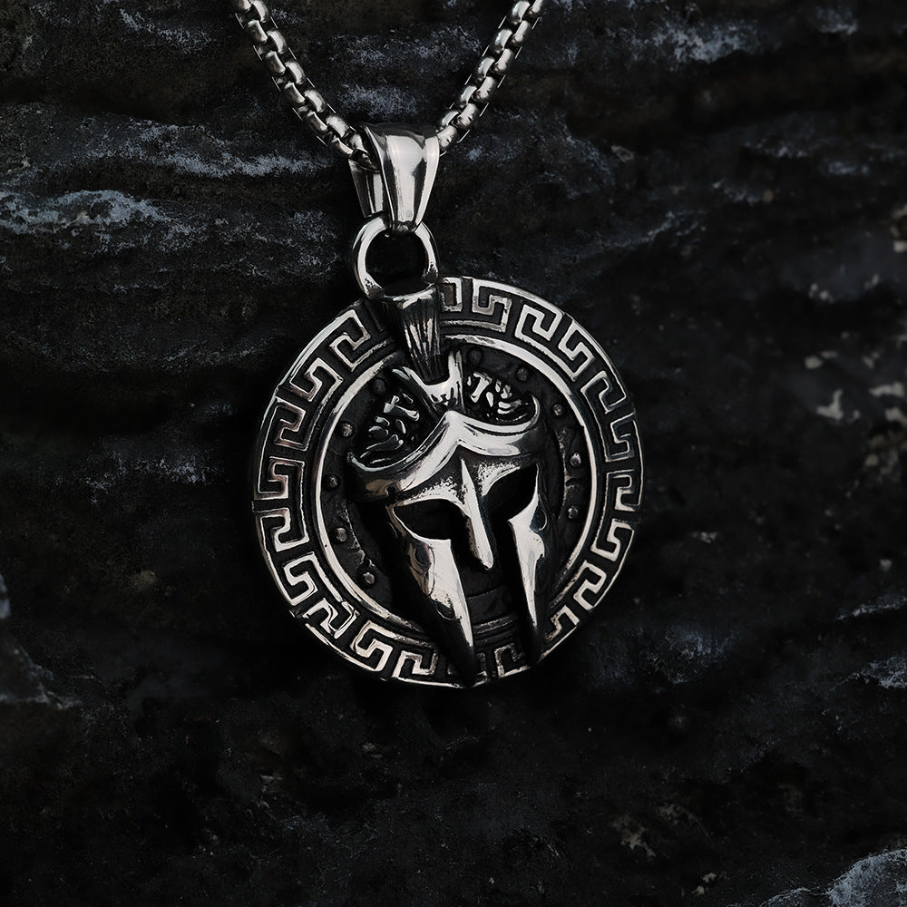 Vintage Ancient Greek Men's Stainless Steel Pendant Spartan Mask
