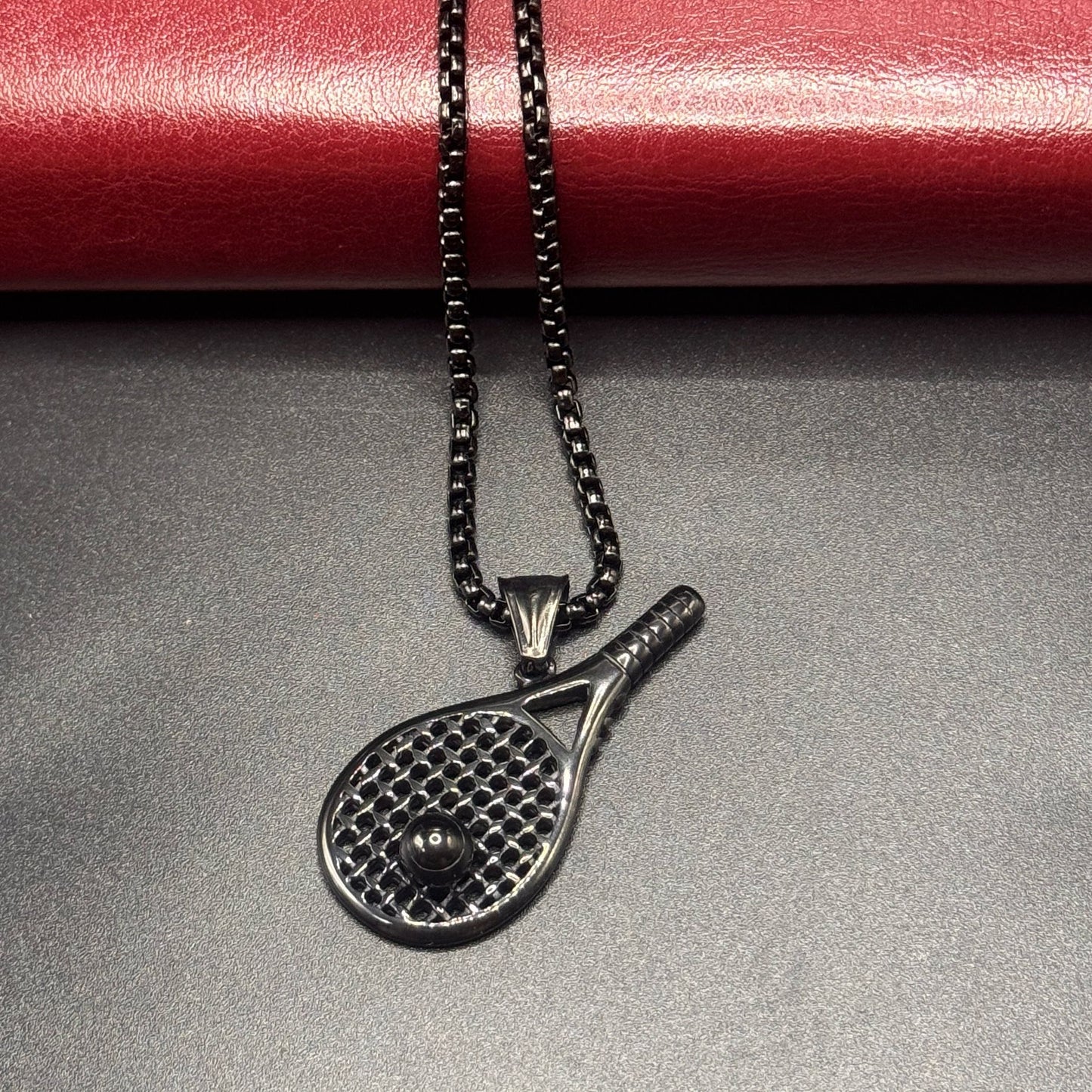 1. Planderful Tennis Racket Pendant Necklace Stainless Steel Men Unisex Fashion Jewelry Gift