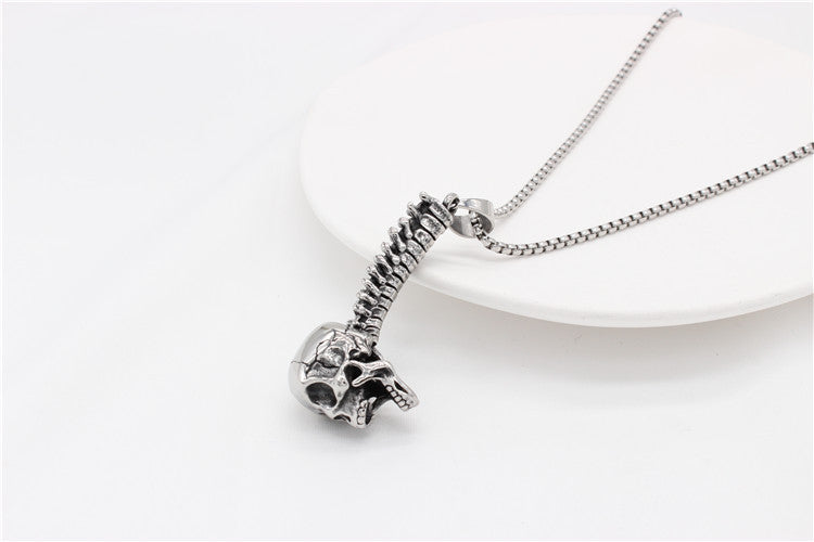 Retro Punk Skull Titanium Steel Pendant Necklace