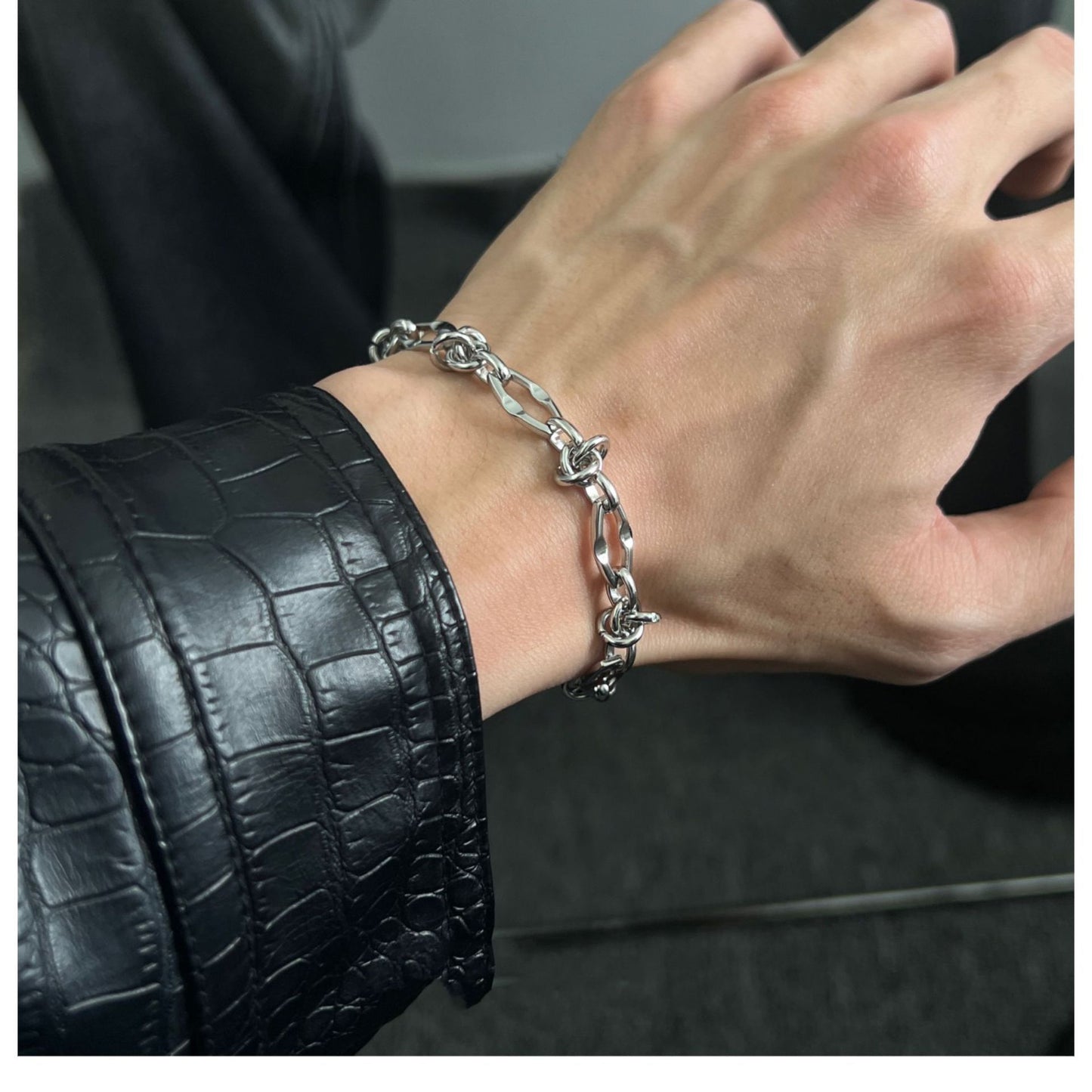 Planderful Jewelry Stainless Steel Mens Bracelet Knotted Cuban Style Modern Elegance