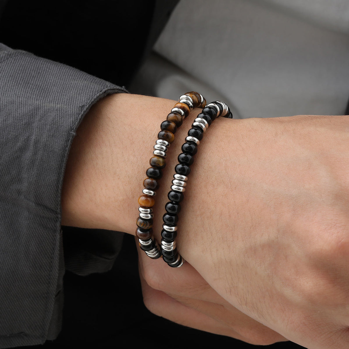 Tiger's Eye Stainless Steel Bracelet for Men