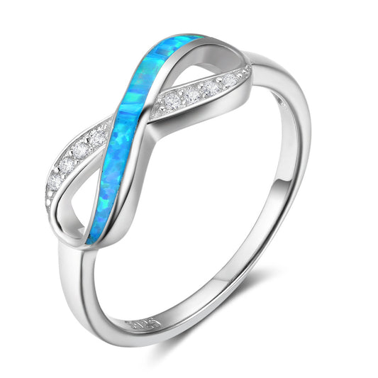 Planderful Jewelry Opal Ring Sterling Silver 925 Figure Eight Design For Women Elegant