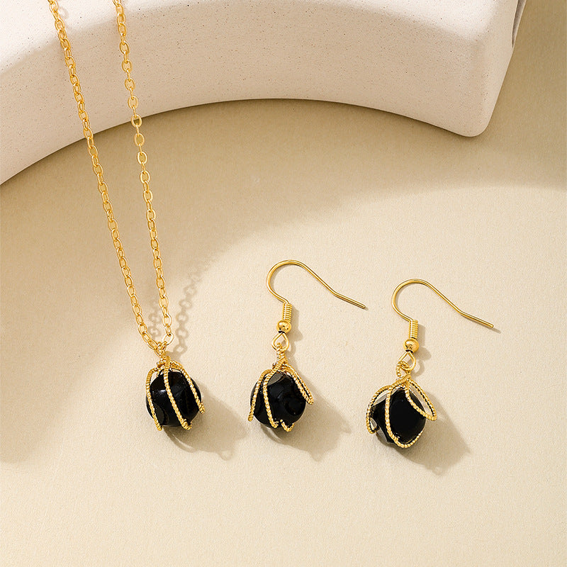 Elegant Metal Tassel Earrings Necklace Set for Women