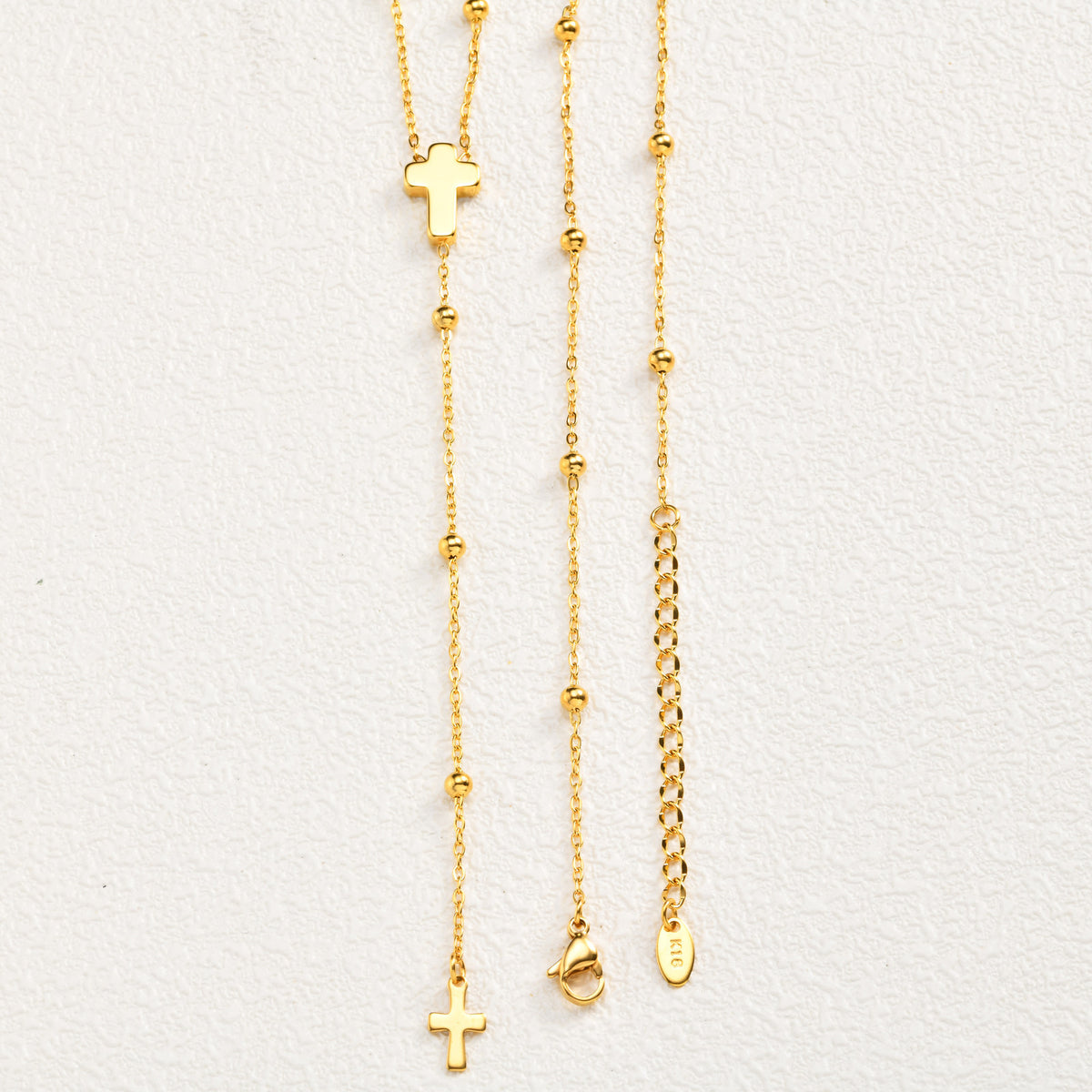 Collarbone Chain Necklace Stainless Steel Bead Chain Cross Y-Shaped Necklace