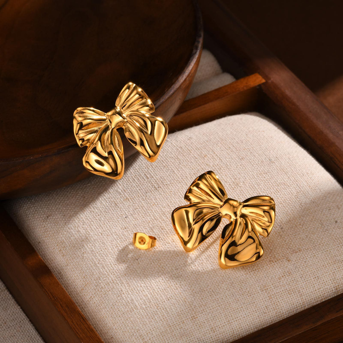 Modern Gold-Tone Stainless Steel Earrings
