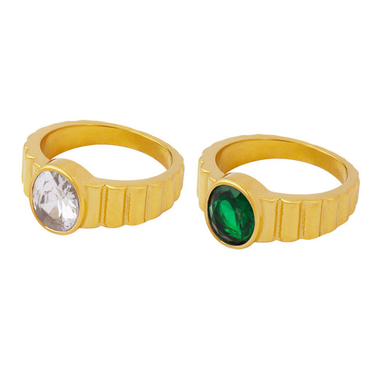 Genie's Touch Gold-Plated Ring with White and Green Zircon